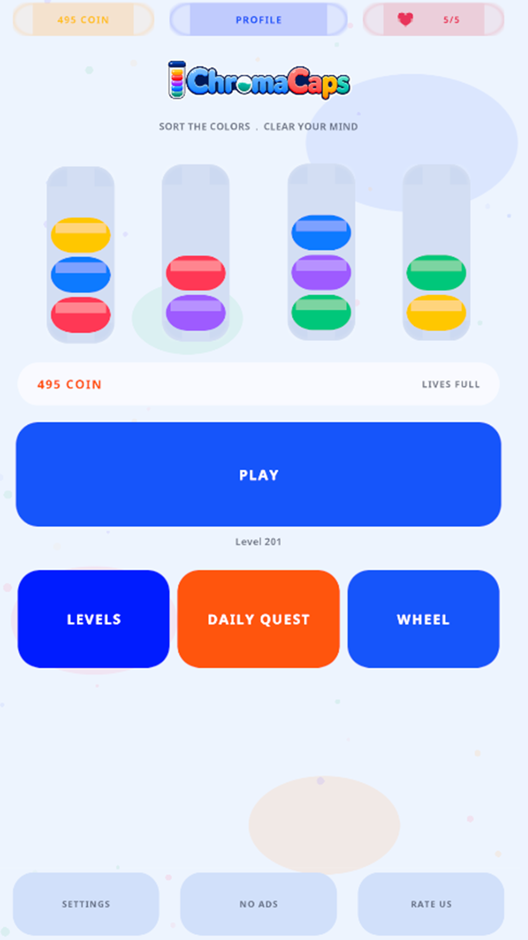 Chroma Caps main menu